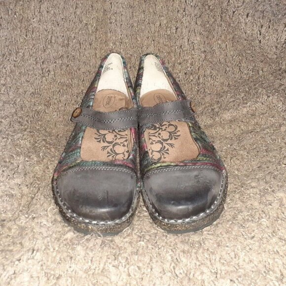 AETREX JANINE-Charcoal Sweater Leather Mary Jane Wedge-Shoes-Sz 8.5-Near Mint - Picture 3 of 7